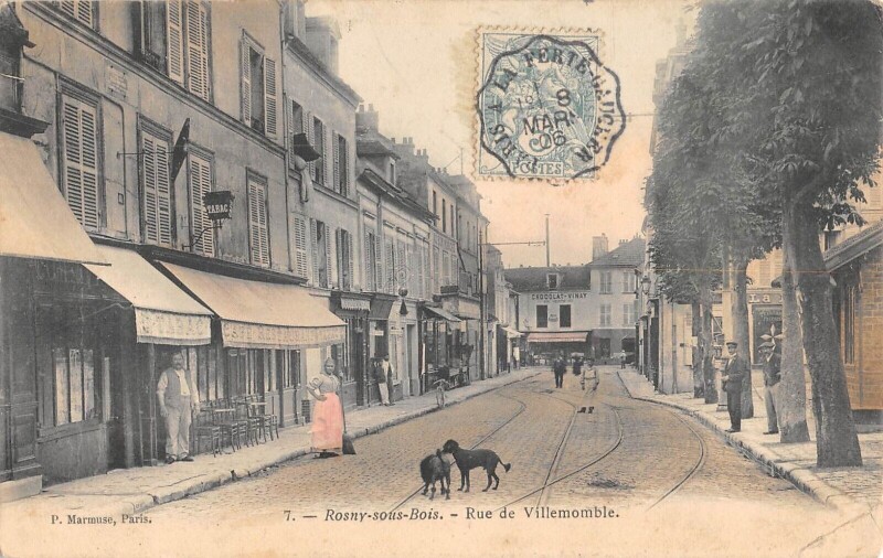 Carte postale ancienne Rosny Sous Bois - Rue De Villemomble - Cafe - Tabac à Rosny-sous-Bois