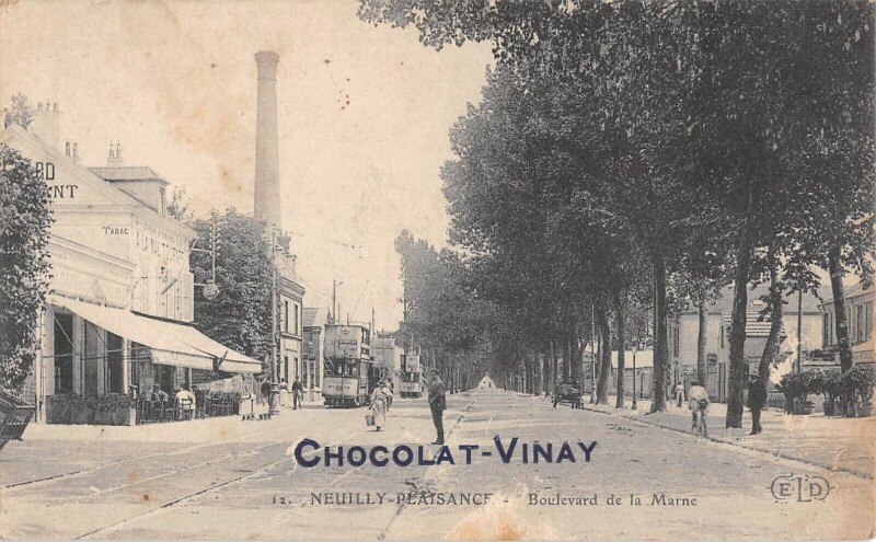 Carte postale ancienne Neuilly Plaisance - Boulevard De La Marne - Tramway à Neuilly-Plaisance