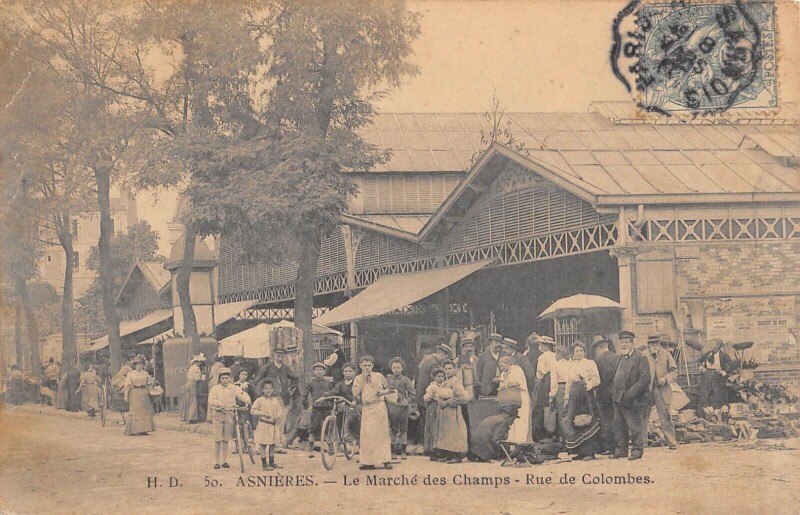 Carte postale ancienne 91 Asnieres / Le Marche Des Champs / Rue De Colombes à Colombes