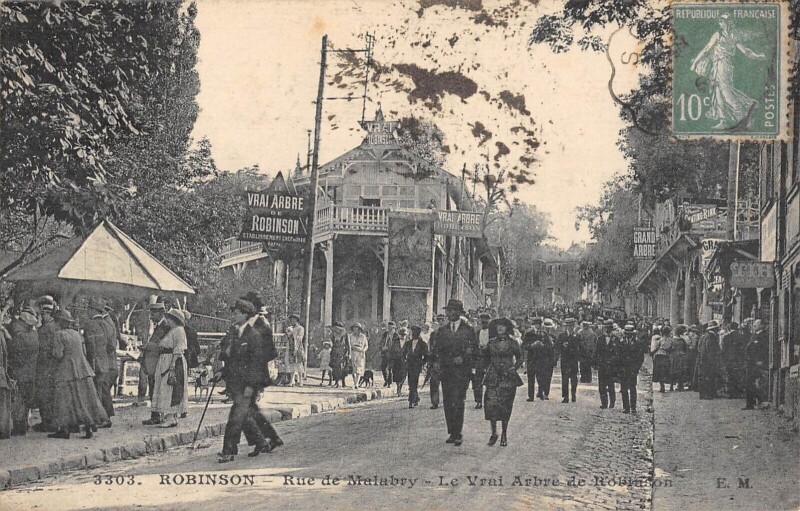 Carte postale ancienne Robinson - Rue De Malabry - Le Vrai Arbre De Robinson