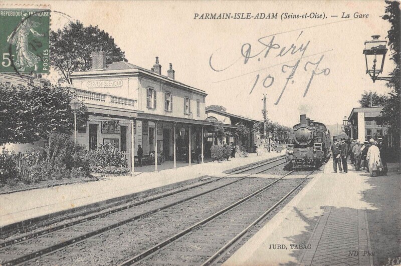 Carte postale ancienne Parmain / Isle Adam / La Gare / Train à Parmain