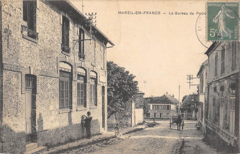 Carte postale ancienne Mareil En France - Le Bureau De Poste à Mareil-en-France