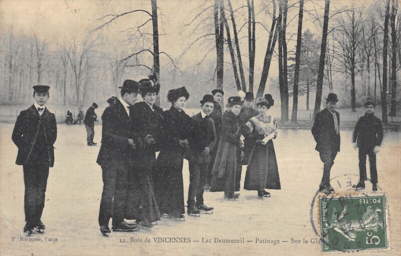 Carte postale ancienne Bois De Vincennes / Lac Daumesnil / Patinage / Sur La Glace à Vincennes