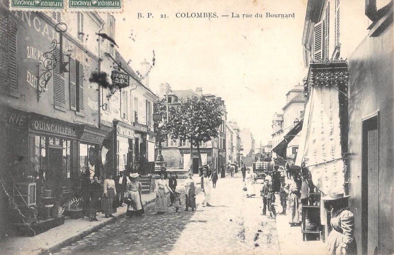 Carte postale ancienne Colombes / Rue Du Bournard / Quincaillerie à Colombes