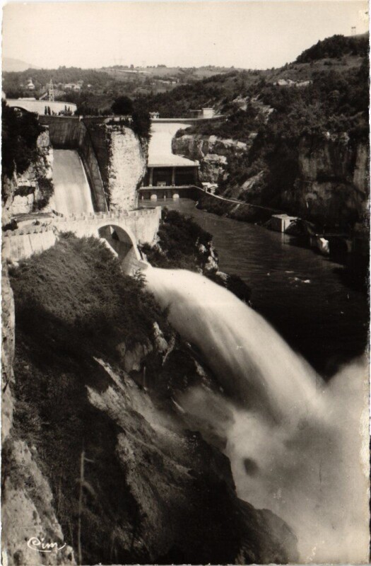 Carte postale ancienne Genissiat Barrage - Vue d'Ensemble