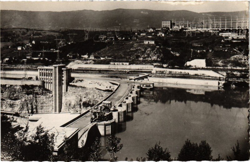 Carte postale ancienne Genissiat Barrage - Vue Generale