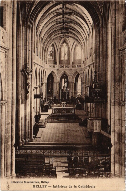 Carte postale ancienne Belley Cathedrale - Interieur à Belley