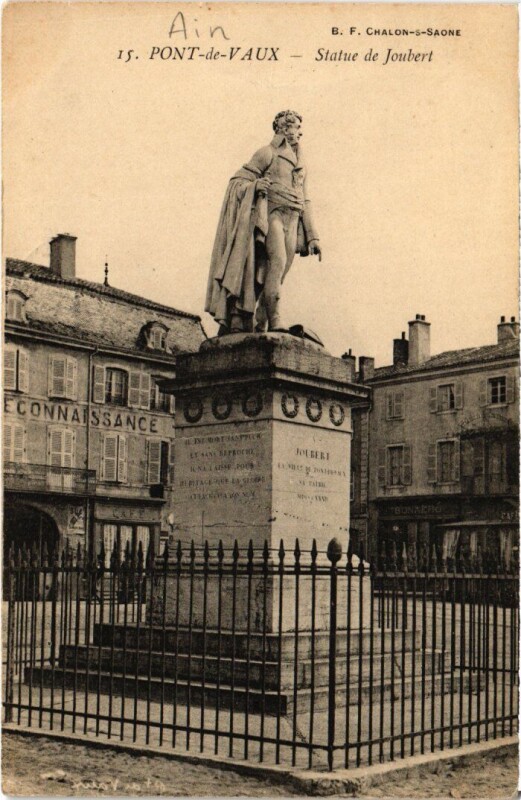 Carte postale ancienne Pont-de-Vaux Statue du General Joubert à Pont-de-Vaux