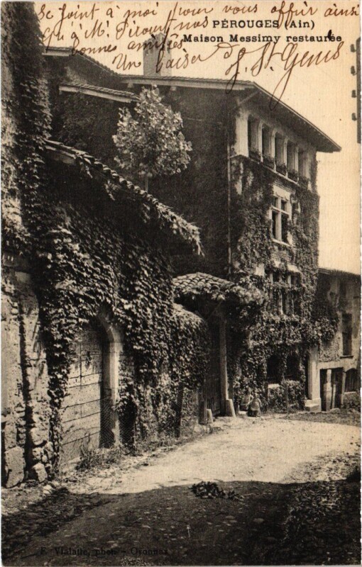 Carte postale ancienne Perouges Maison Messimy Restauree
