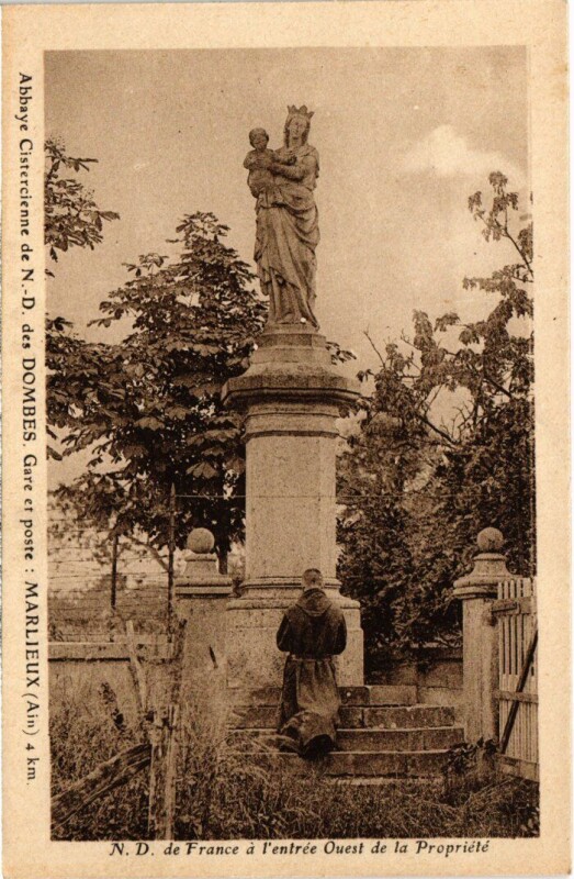 Carte postale ancienne Abbaye Cistercienne de N.-D. des Dombes - Statue