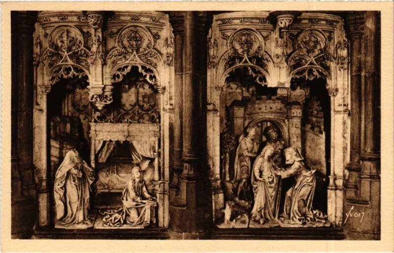 Carte postale ancienne Bourg-en-Bresse L'Eglise de Brou - Figures du Retable à Bourg-en-Bresse