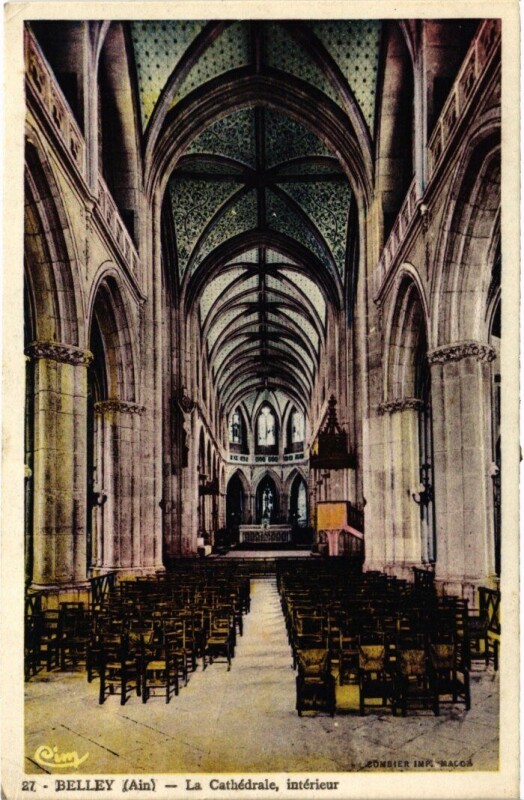 Carte postale ancienne Belley La Cathedrale - Interieur à Belley