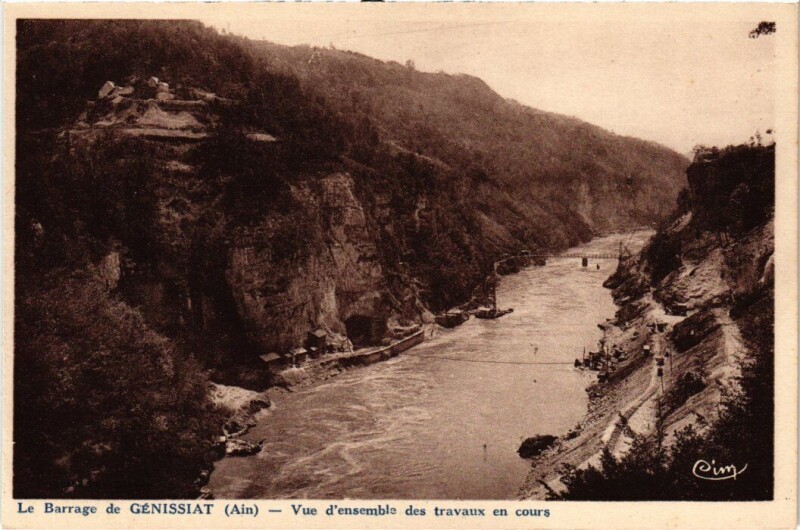 Carte postale ancienne Genissiat Le Barrage