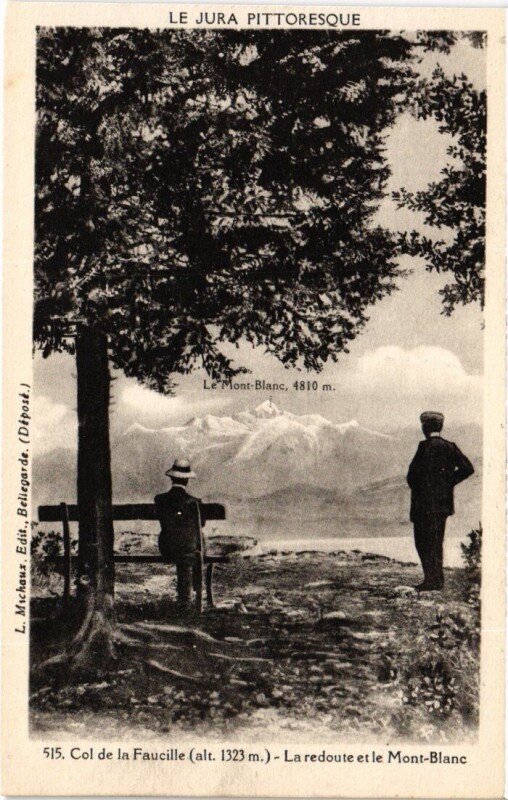 Carte postale ancienne Col de la Faucille - La Redoute et le Mont-Blanc