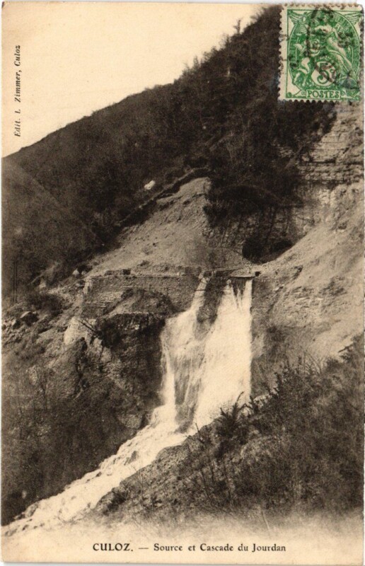 Carte postale ancienne Culoz Source et Cascade de Jourdan à Culoz