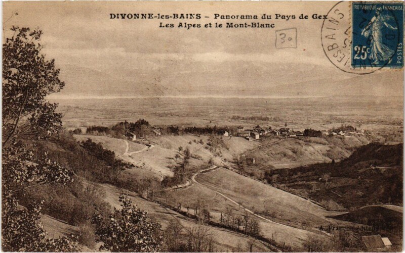 Carte postale ancienne Divonne-les-Bains Panorama du Pays de Gex à Divonne-les-Bains