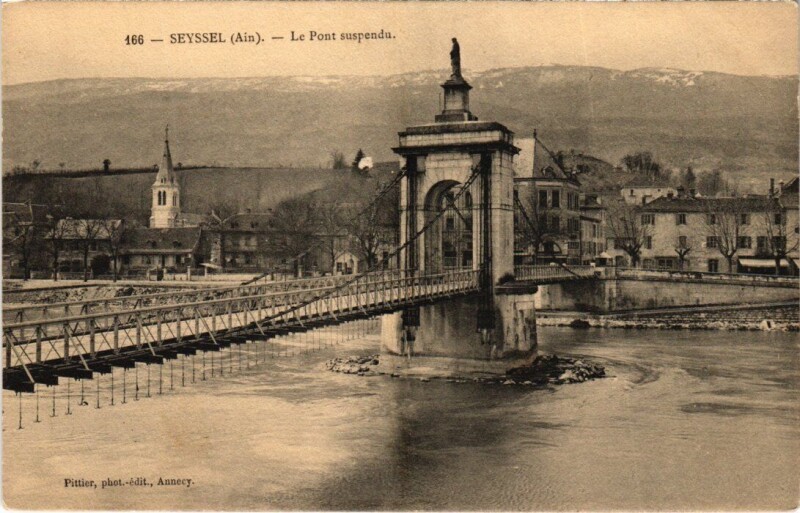 Carte postale ancienne Seyssel Le Pont Suspendu à Seyssel
