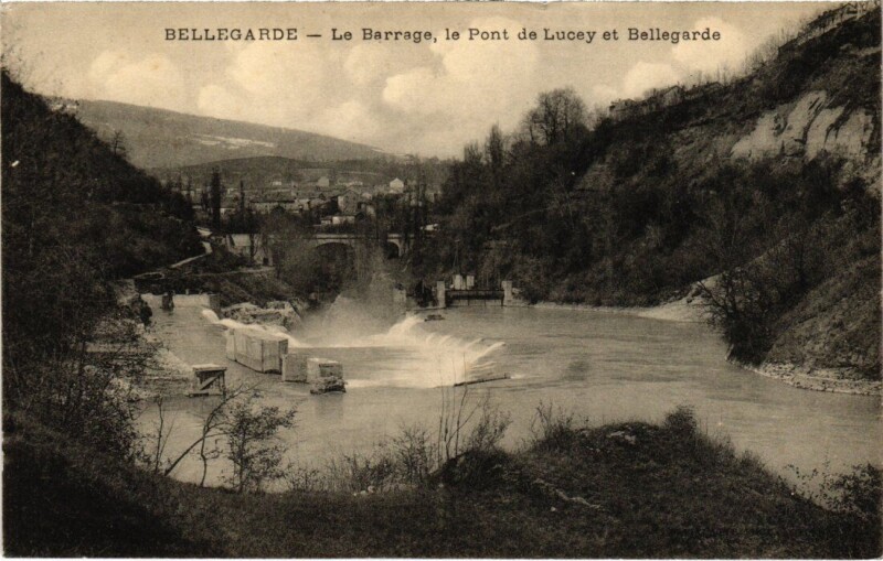 Carte postale ancienne Bellegarde-sur-Valserine Barrage - Pont de Lucey