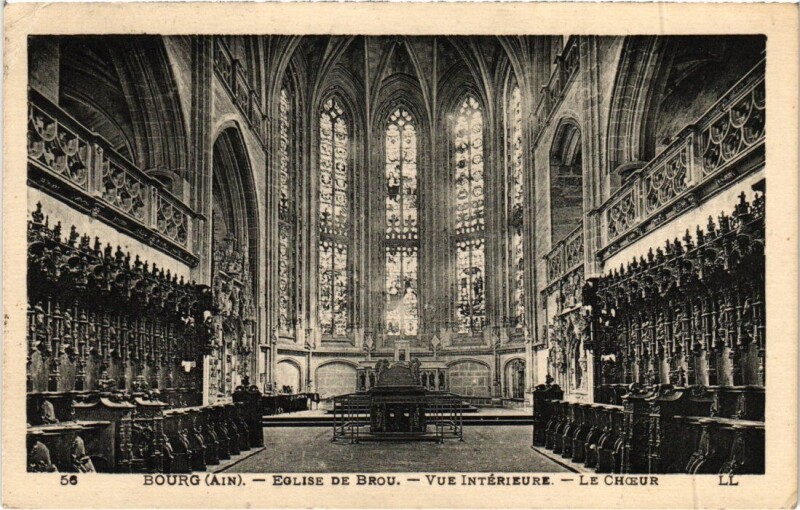 Carte postale ancienne Bourg-en-Bresse L'Eglise de Brou - Vue Interieure à Bourg-en-Bresse
