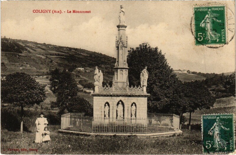 Carte postale ancienne Coligny Le Monument à Coligny