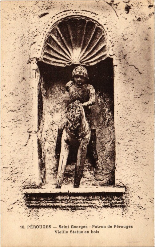 Carte postale ancienne Perouges Saint-Georges - Statue