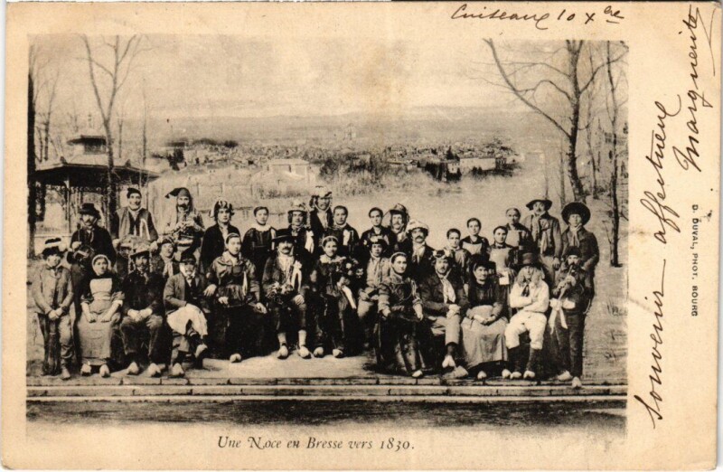 Carte postale ancienne Une Noce en Bresse vers 1830