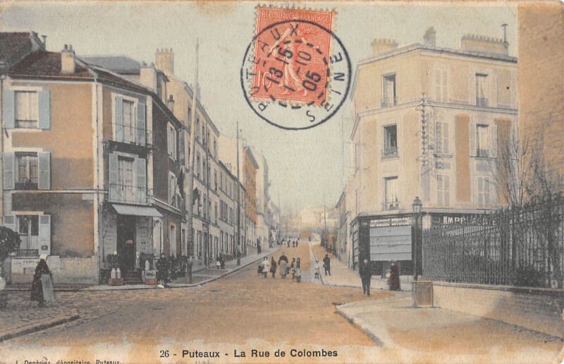 Carte postale ancienne Puteaux / La Rue De Colombes / cliché rare à Colombes
