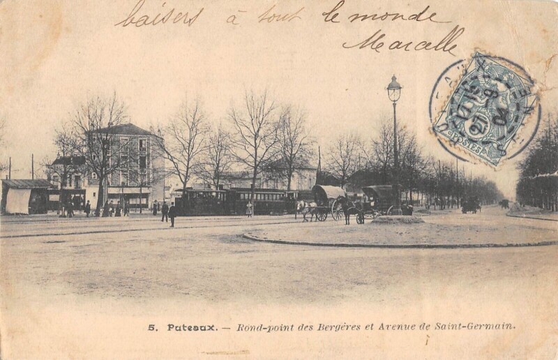 Carte postale ancienne Puteaux - Rond Point Des Bergeres - Avenue De Saint Germain à Puteaux
