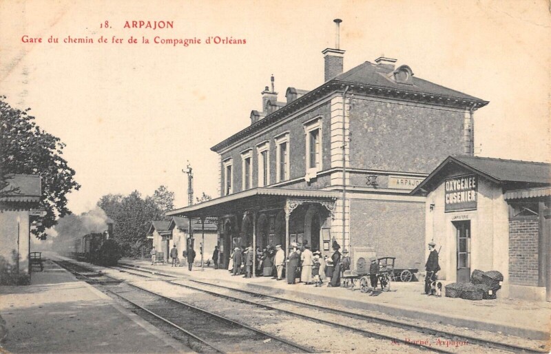 Carte postale ancienne Arpajon / Gare Du Chemin De Fer De La Compagnie D'Orleans / Train à Arpajon