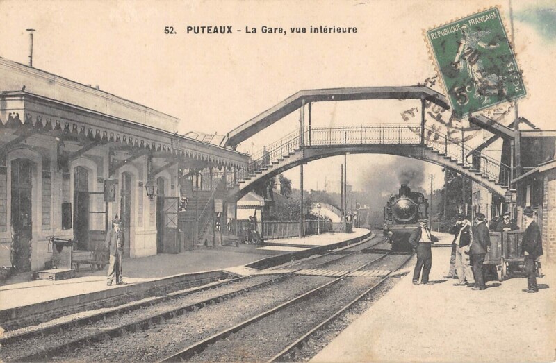 Carte postale ancienne 91 Puteaux - La Gare - Vue Interieure - Train à Puteaux