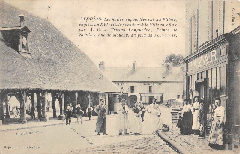 Carte postale ancienne Les Halles à Arpajon