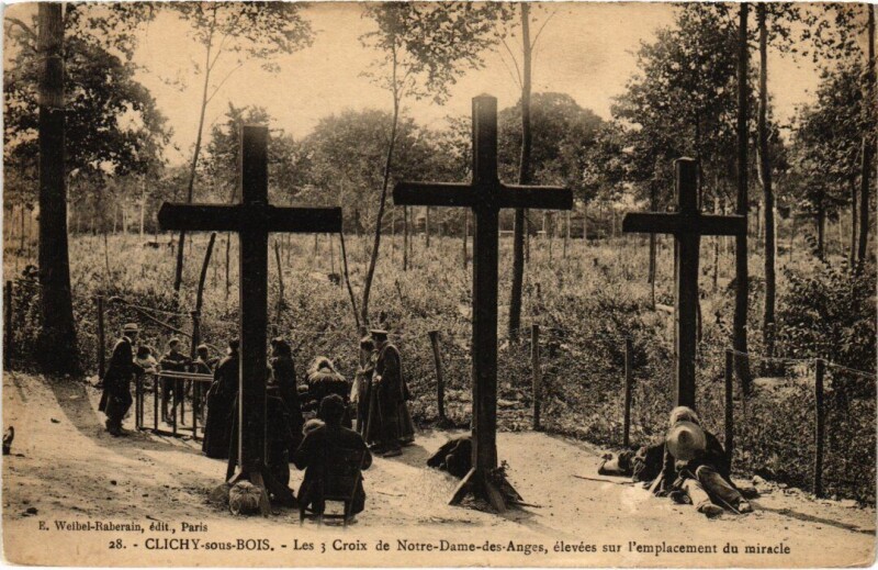 Carte postale ancienne Clichy Les 3 Croix de Notre Dames des Anges