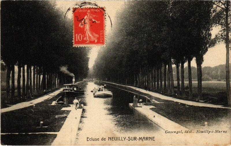 Carte postale ancienne Ecluse de Neuilly s Marne