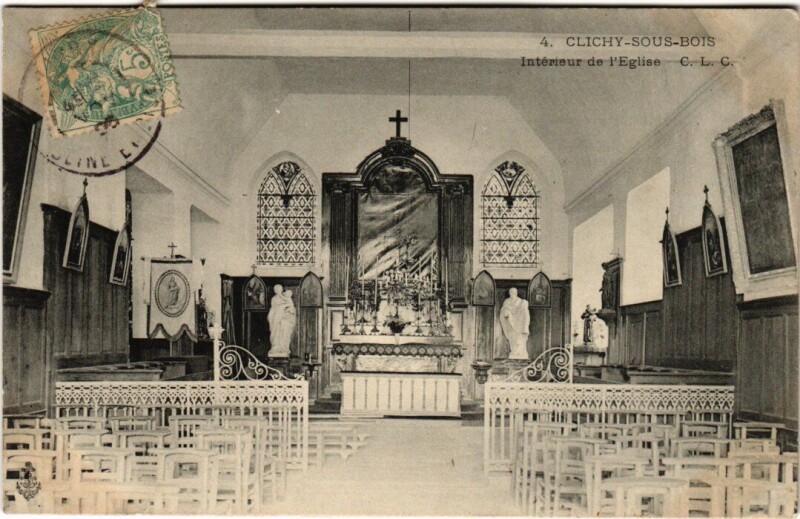 Carte postale ancienne Clichy Interieur de l'Eglise