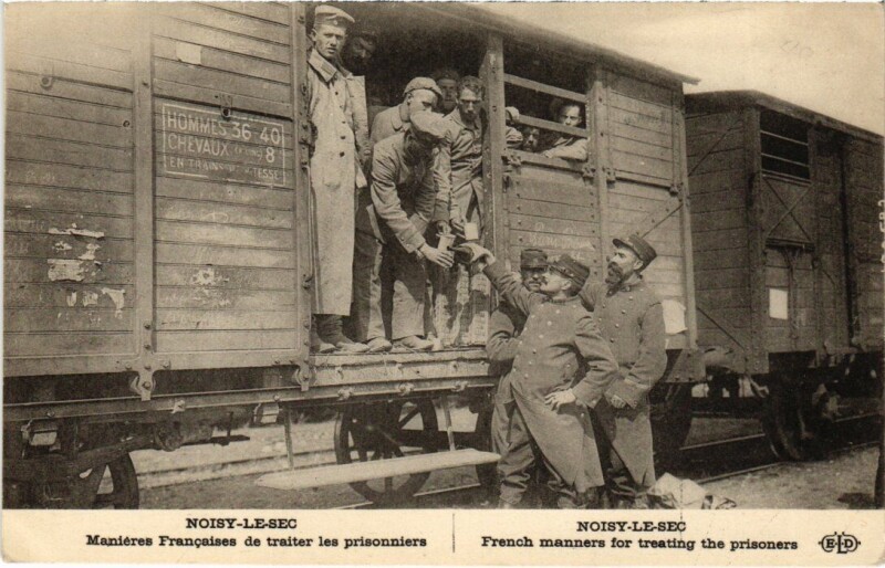 Carte postale ancienne Noisy le Sec Manieres Francaises de traiter les prisonniers à Noisy-le-Sec