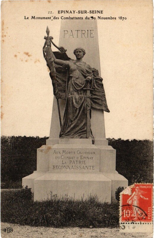 Carte postale ancienne Epinay Monument des Combattants