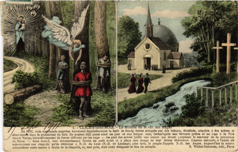 Carte postale ancienne Clichy Le Miracle de Notre Dame des Anges