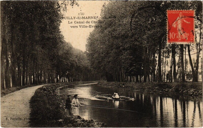 Carte postale ancienne Neuilly s Marne Canal de Chelles