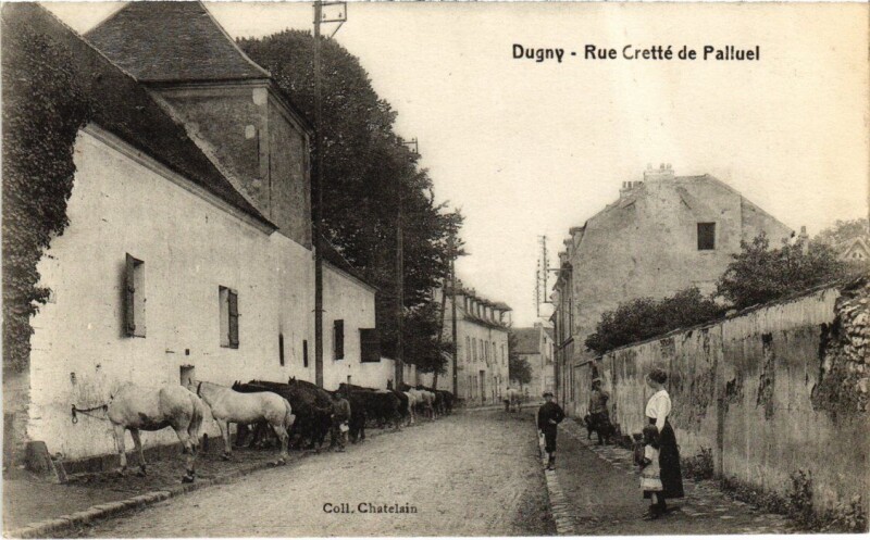 Carte postale ancienne Dugny Rue Crette de Palluel à Dugny