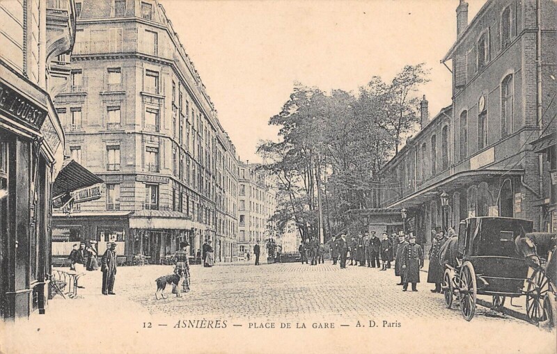 Carte postale ancienne Asnieres - Place De La Gare