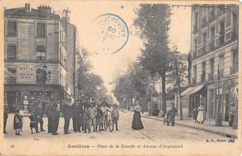 Carte postale ancienne Asnieres - Place De La Comete Et Avenue D'Argenteuil