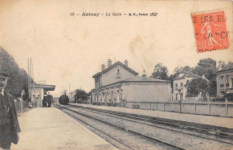 Carte postale ancienne Antony - La Gare - Train à Antony