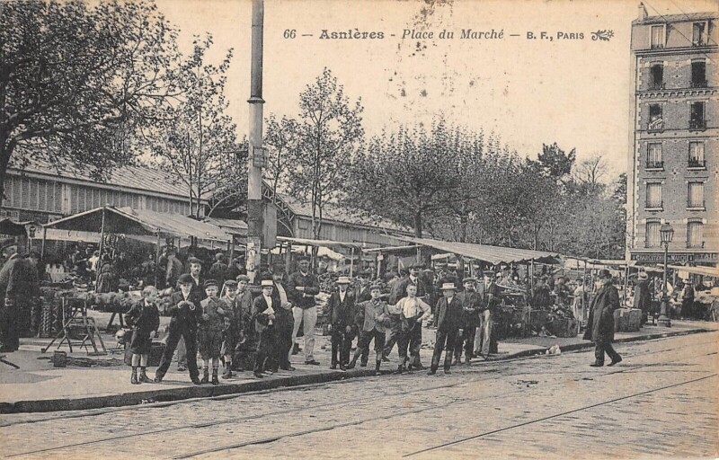 Carte postale ancienne Asnieres - Place Du Marche