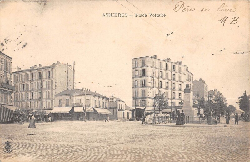 Carte postale ancienne Asnieres - Place Voltaire