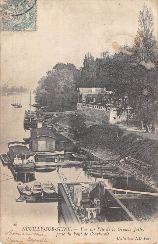 Carte postale ancienne Neuilly Sur Seine - Vue Sur L'Ile De La Grande Jatte Pont De Courbevoie à Courbevoie