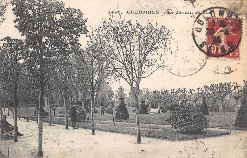 Carte postale ancienne Colombes - Le Jardin Public à Colombes