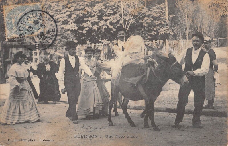 Carte postale ancienne Robinson / Une Noce A Ane