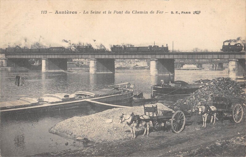 Carte postale ancienne Asnieres - La Seine Et Le Pont Du Chemin De Fer