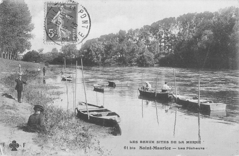 Carte postale ancienne Saint Maurice - Les Pecheurs à Saint-Maurice