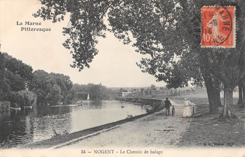 Carte postale ancienne Nogent - Le Chemin De Halage